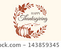 Happy Thanksgiving Autumn Wreath Design 143859345