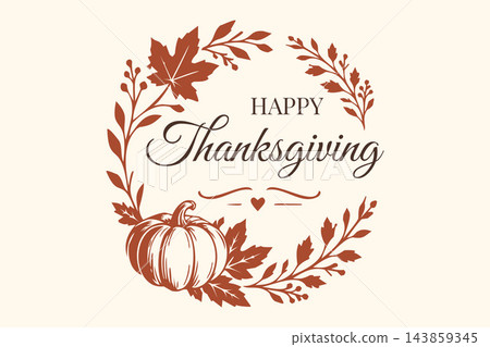Happy Thanksgiving Autumn Wreath Design Happy Thanksgiving Autumn Wreath Design 143859345