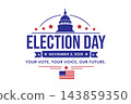 Election Day Capitol Building Patriotic Design 143859350