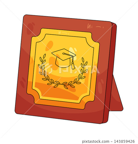 Illustration of graduation award plaque 143859426