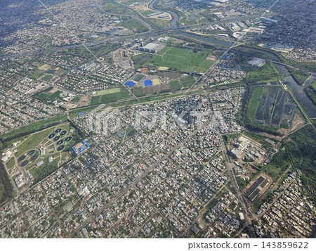 Buenos Aires, Argentina - October 14, 2026: Urban Grid and Sports Fields from Above 143859622