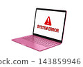 A SYSTEM ERROR warning screen displayed on a pink laptop, viewed from a diagonal upper right angle C. 143859946