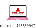SYSTEM ERROR warning screen A displayed on a pink laptop. 143859947