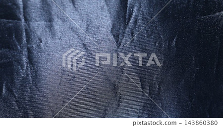 Dark Blue Wrinkled Fabric Texture Moody Denim Textile Surface Background Dark Blue Wrinkled Fabric Texture Moody Denim Textile Surface Background 143860380