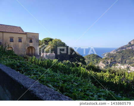 View of Ravello village on the Amalfi Coast in Italy. Fantastic view of the Amalfi coast. Ravello, Italy. View of Ravello village on the Amalfi Coast in Italy. Fantastic view of the Amalfi coast. Ravello, Italy. 143860579