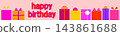 Happy Birthday, present, pink banner 143861688