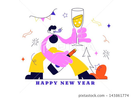 New Year 2027 Vector Illustration Featuring Festive Celebration, Golden Numbers, Confetti, Fireworks, and Holiday Greeting Design New Year 2027 Vector Illustration Featuring Festive Celebration, Golden Numbers, Confetti, Fireworks, and Holiday Greeting Design 143861774