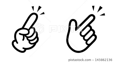 Simple icon illustrations of a pointing finger and a tapping hand. 143862136