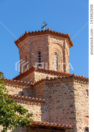 Meteora Greece Varlaam Monastery traditional Byzantine church dome with cross 143862606