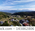 Terraced rice fields in Hirabayashi, Fujikawa Town, Yamanashi Prefecture, with a view of Mt. Fuji: Autumn rural landscape 143862806