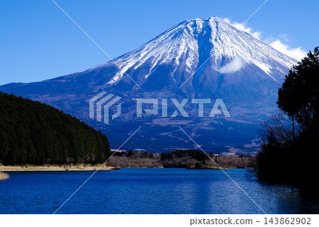 晴空萬裡下的狸貓湖,遠方是雄偉的雪山。 晴空萬裡下的狸貓湖,遠方是雄偉的雪山。 143862902