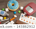 Diabetes digital blood glucose measure with sugar. 143862912