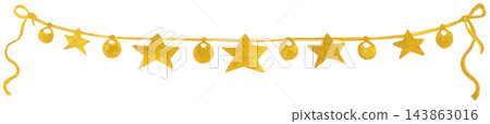 Bunting flags New Year decoration, elegant festive garland, hanging string ornament, cheerful holiday party banner, Christmas celebration, greeting card illustration Bunting flags New Year decoration, elegant festive garland, hanging string ornament, cheerful holiday party banner, Christmas celebration, greeting card illustration 143863016