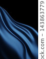Luxury dark blue silk fabric waving isolated on black background with copy space 3D render 143863779