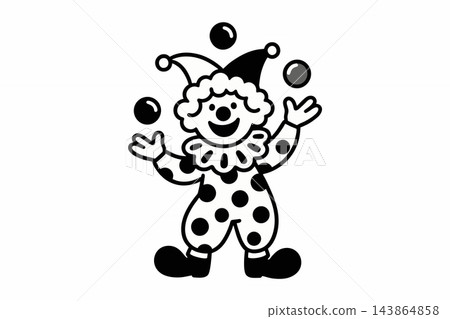 Juggling Clown Line Art Vector Illustration for Coloring Page Juggling Clown Line Art Vector Illustration for Coloring Page 143864858