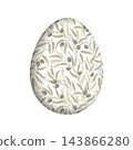 Hand drawn watercolor decorated Easter eggs with blossoming flowers and plants. Springtime floral olive leaves colored eggs in pastel colors isolated on background 143866280