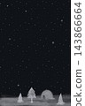 A quiet snowy night and a snow hut in the forest; a monochrome winter vertical background. 143866664
