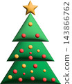 Green Christmas Tree With Gold Star And Red And Gold Ornaments, Glossy 3D Three Tier Festive Holiday Decoration 143866762