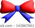 Red And Blue Ribbon Bow, Glossy 3D Gift Bow With Pointed Tails, Festive Decoration 143867061
