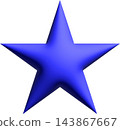 Blue Star, Glossy 3D Five Pointed Star, Shiny Puffy Shape Symbol 143867667