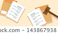 Judge Gavel with Legal Documents Floder illustration 143867938