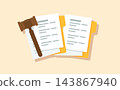 Judge Gavel with Legal Documents Floder illustration 143867940