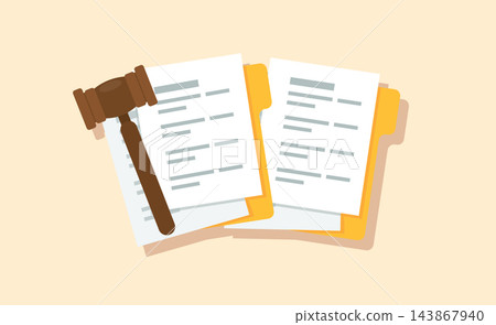 Judge Gavel with Legal Documents Floder illustration Judge Gavel with Legal Documents Floder illustration 143867940