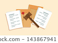Judge Gavel with Legal Documents Floder illustration 143867941
