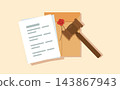 Judge Gavel with Legal Documents Floder illustration 143867943