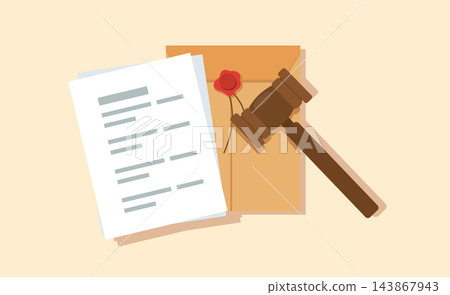 Judge Gavel with Legal Documents Floder illustration Judge Gavel with Legal Documents Floder illustration 143867943