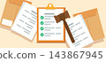 Judge Gavel with Legal Documents Floder illustration 143867945
