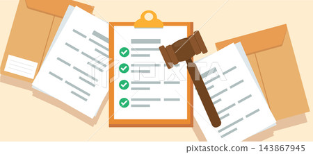 Judge Gavel with Legal Documents Floder illustration Judge Gavel with Legal Documents Floder illustration 143867945