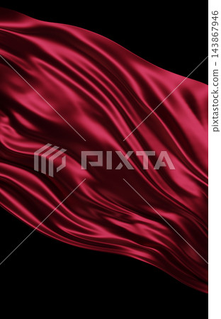 Luxury dark burgundy red silk fabric waving isolated on black background with copy space design for christmas poster 3D render Luxury dark burgundy red silk fabric waving isolated on black background with copy space design for christmas poster 3D render 143867946