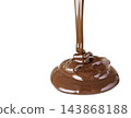 Melting dark chocolate flows closeup isolated on transparent 143868188