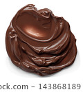 Glossy brown melted chocolate smear isolated on transparent background 143868189
