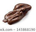 Glossy brown chocolate spread smear isolated on white background 143868190