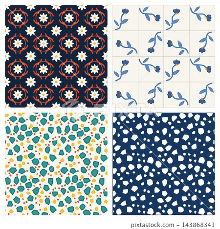 Ceramic tile seamless patterns set of 4 143868341