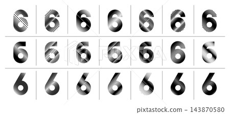 Oblique blend stripe line number 6 icon design set Oblique blend stripe line number 6 icon design set 143870580