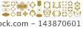 Vintage frame and border set, hand drawn label, badge and logo shapes with a gold grunge texture.  143870601