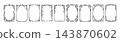 Frame set in vintage antique style, a rectangle border for a book cover with corner scroll elements. 143870602