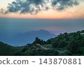 Sunset over Qixing Mountain in Taipei, Taiwan 143870881