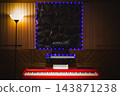 red piano on modern contemporary design studio background 143871238