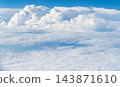 Beautiful view of blue sky with clouds at sunrise. Sky clouds background. Partly cloudy. Background cloud summer. Sky cloud clear with sunset. Natural sky 143871610