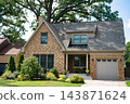 Suburban neighborhood. Private family home architecture. House exterior. Private house in suburban area. Suburban house architecture. Suburb exterior with private housing. Exclusive residence 143871624