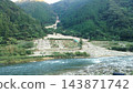 Mud and rocks spread from the mountain slopes along the river due to the heavy rain disaster. 143871742