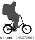 Bicycle Courier Carrying Large Delivery Box Black Silhouette 143872001