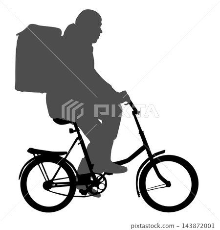Bicycle Courier Carrying Large Delivery Box Black Silhouette Bicycle Courier Carrying Large Delivery Box Black Silhouette 143872001