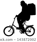 Bicycle Courier Carrying Large Delivery Box Black Silhouette 143872002
