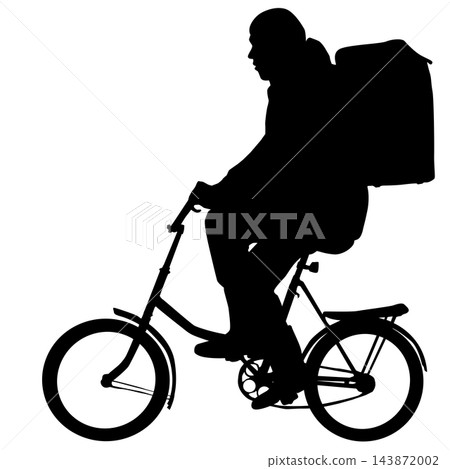 Bicycle Courier Carrying Large Delivery Box Black Silhouette Bicycle Courier Carrying Large Delivery Box Black Silhouette 143872002