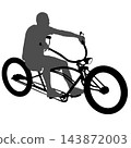 Man Riding Vintage Classic Bicycle with Retro Style Black Silhouette 143872003